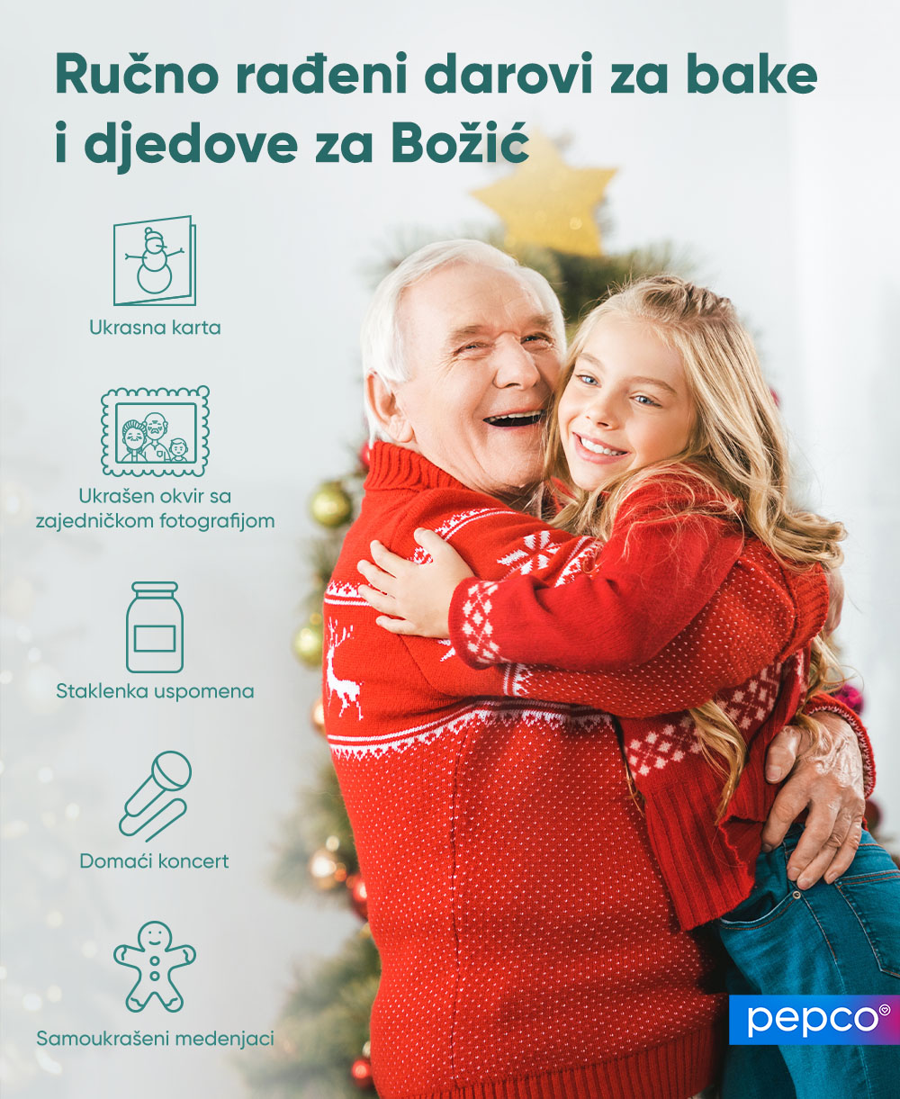 Pepco infografika Ručno izrađeni darovi za bake i djedove za Božić.