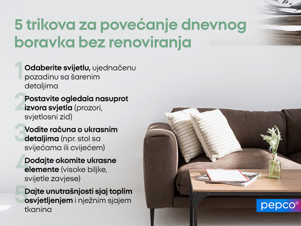 5 trikova za povećanje dnevnog boravka bez renoviranja
