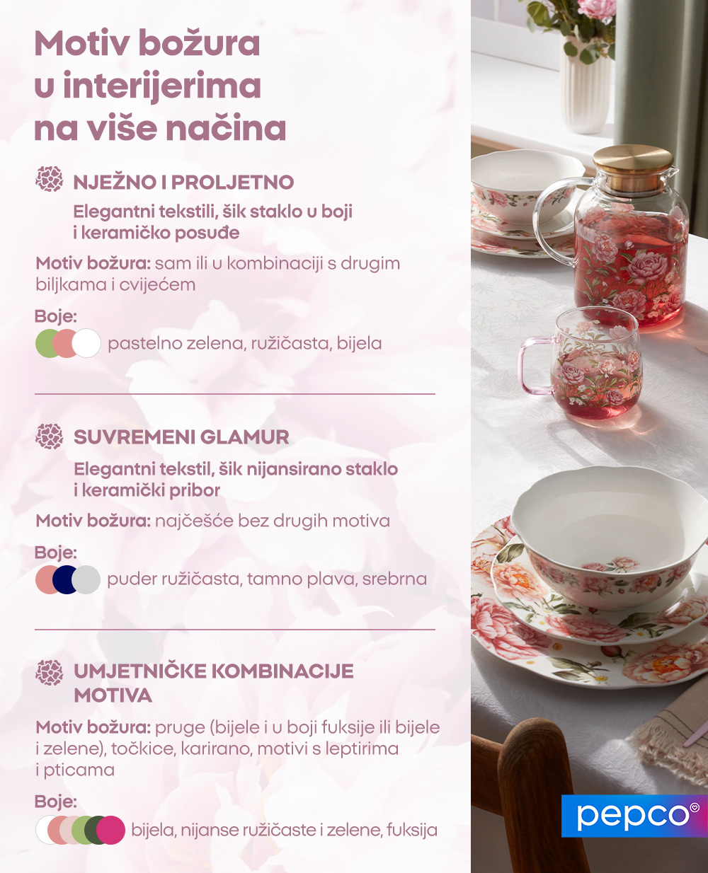 Motiv božura u interijerima na više načina